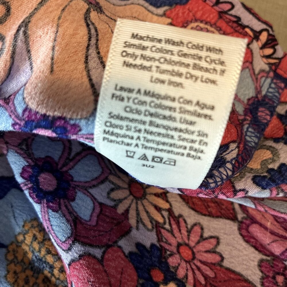 Terra & Sky Womens 1X Floral Boho Blouse Smocked Top Plus Size Multicolor - Picture 7 of 7